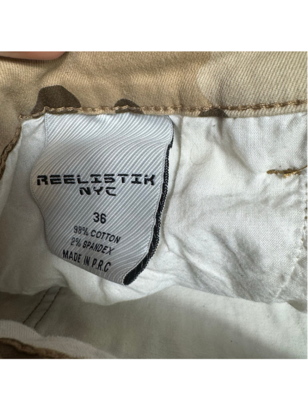 Men's Reelistik NYC Cargo Pants Waist 36 Blue Beige Split Leg - Picture 4 of 8